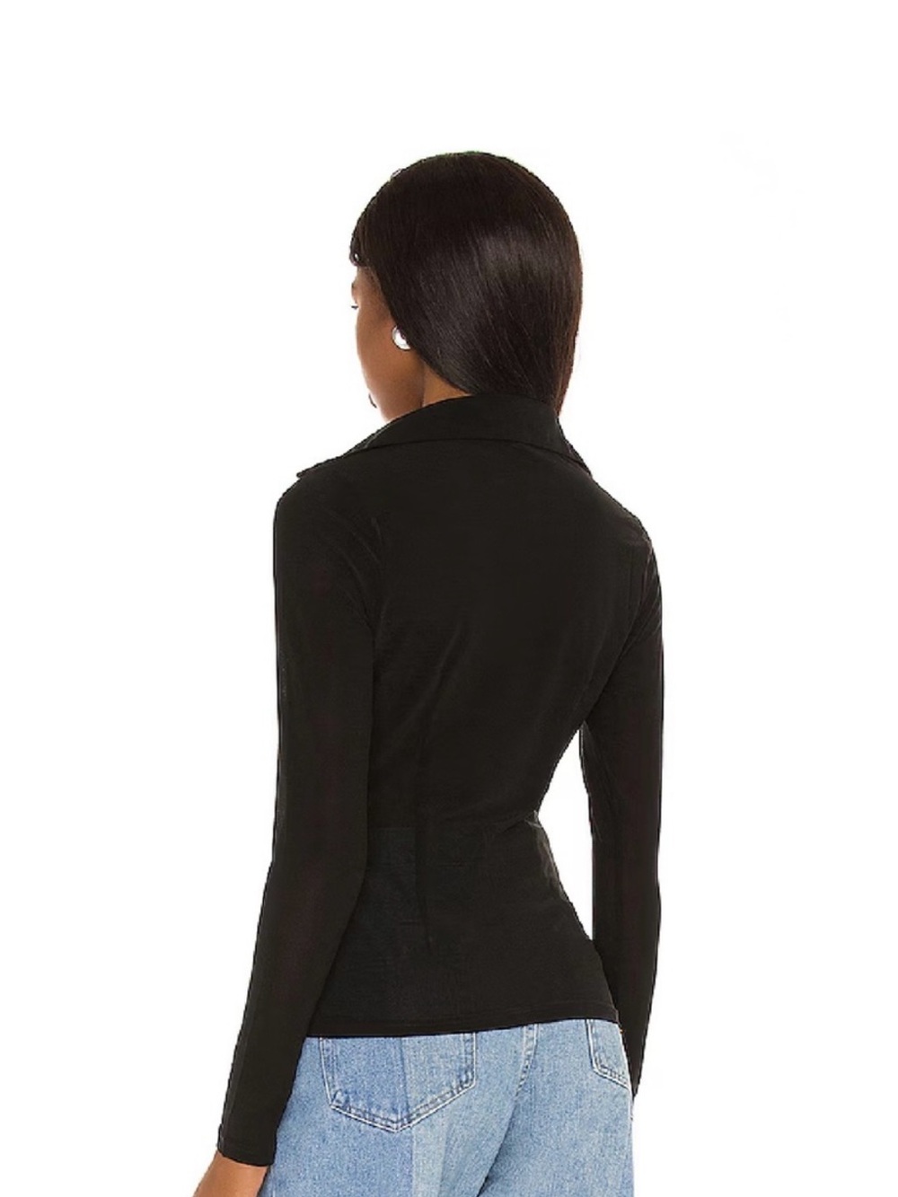 superdown Black Twist-Front Long Sleeve Top